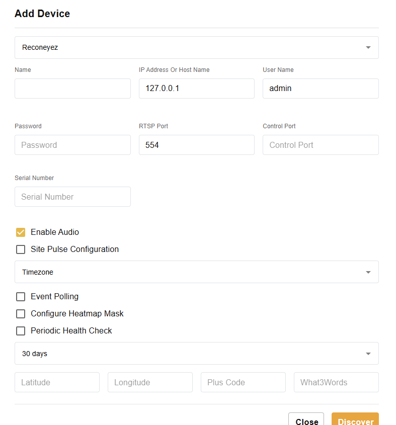 Reconeyez GCXONE Configuration
